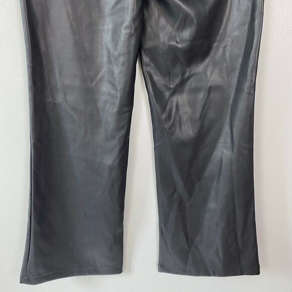 ASOS Design Faux Leather Trousers Black High Rise Subtle Flare Pants Size 6P - Picture 7 of 9